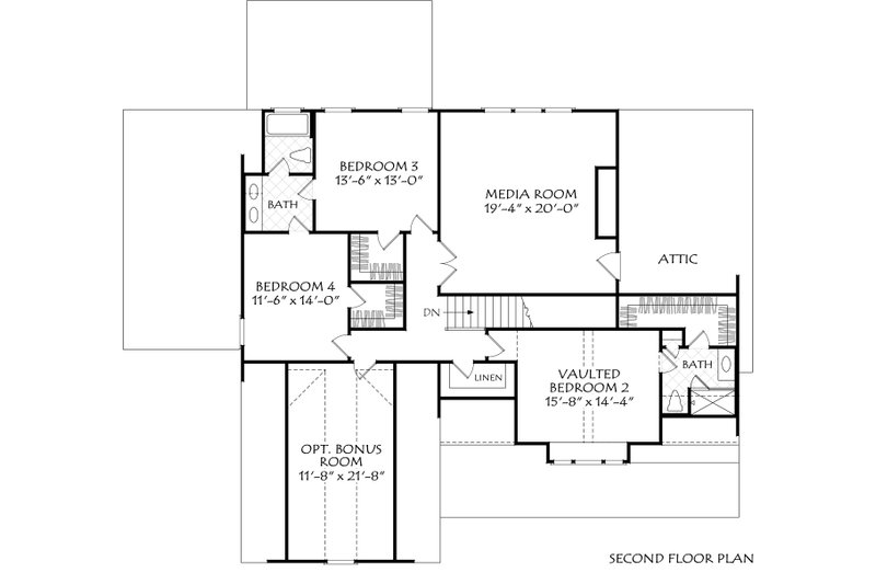 Architectural House Design - Floor Plan - Upper Floor for Cottage House Plan #927-1058 - 4 bed, 3.5 bath