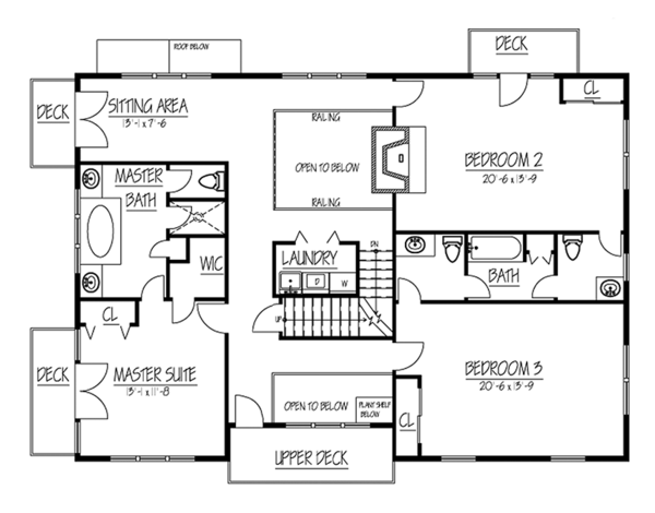 Architectural House Design - Country Floor Plan - Upper Floor Plan #1061-34