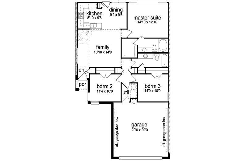 Dream House Plan - Floor Plan - Main Floor for Ranch House Plan #84-642 - 3 bed, 2 bath