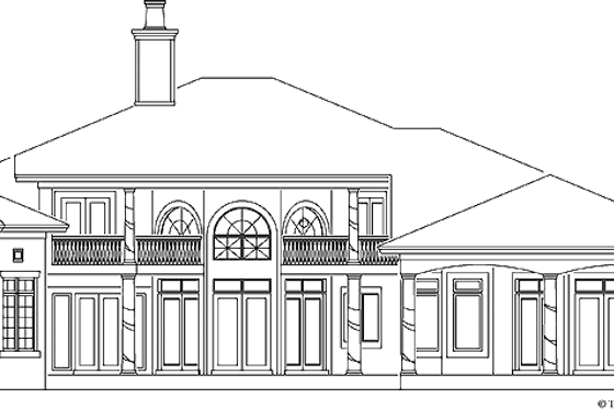 Exterior - Rear Elevation for Mediterranean House Plan #930-343 - 4 bed, 3.5 bath