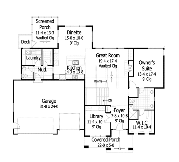 Architectural House Design - Ranch Floor Plan - Main Floor Plan #51-1116