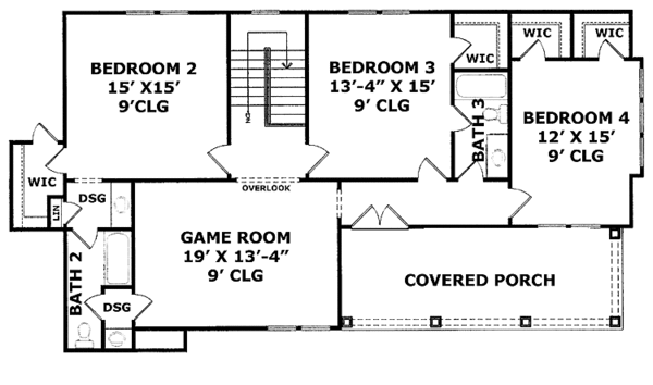 Architectural House Design - Colonial Floor Plan - Upper Floor Plan #952-200