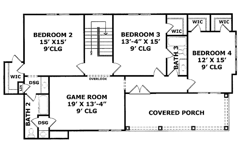 Home Plan - Floor Plan - Upper Floor for Colonial House Plan #952-200 - 4 bed, 3.5 bath