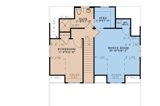 Floor Plan - Upper Floor for Cabin House Plan #923-374 - 3 bed, 3.5 bath