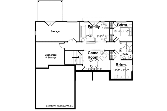 Floor Plan - Lower Floor for Craftsman House Plan #928-88 - 3 bed, 2.5 bath