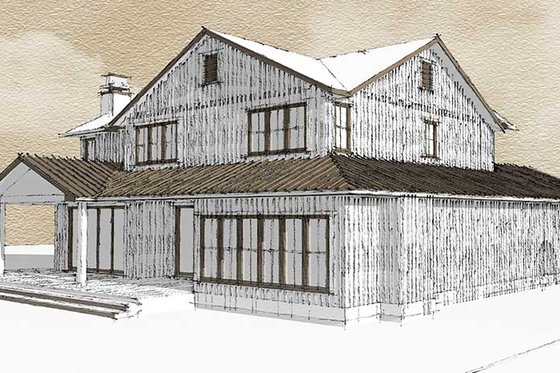 Exterior - Rear Elevation for Farmhouse House Plan #1101-37 - 3 bed, 3.5 bath