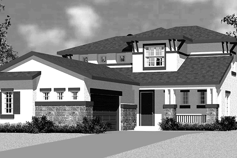 Home Plan - Exterior - Front Elevation for Prairie House Plan #72-1120 - 4 bed, 2.5 bath