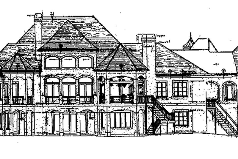 Dream House Plan - Exterior - Rear Elevation for European House Plan #453-318 - 4 bed, 5.5 bath