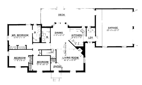 House Blueprint - Colonial Floor Plan - Main Floor Plan #1016-12