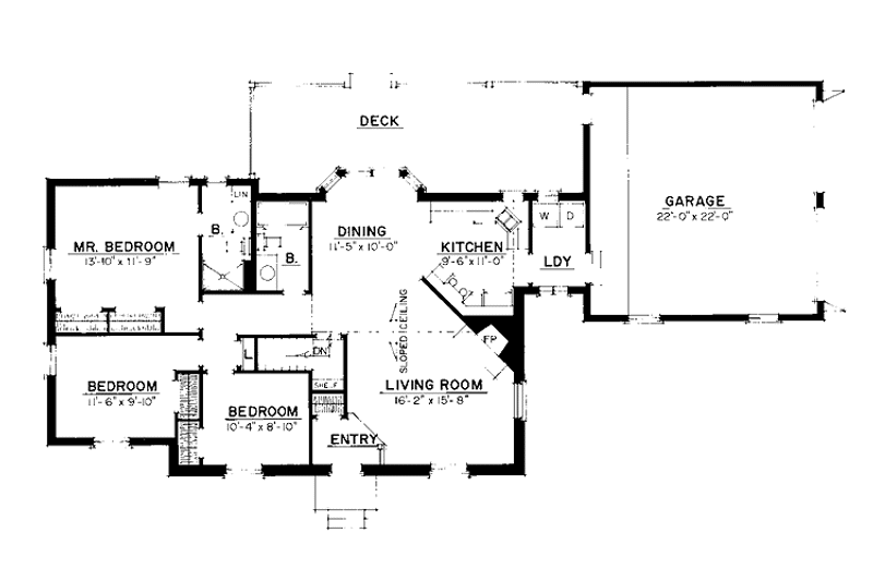 Dream House Plan - Floor Plan - Main Floor for Colonial House Plan #1016-12 - 3 bed, 2 bath
