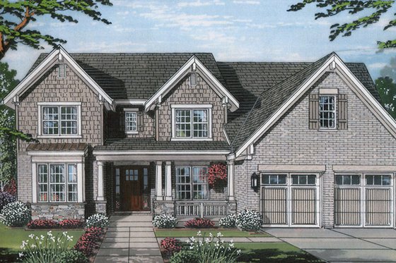 Exterior - Front Elevation 3 for Country House Plan #46-862 - 4 bed, 3.5 bath