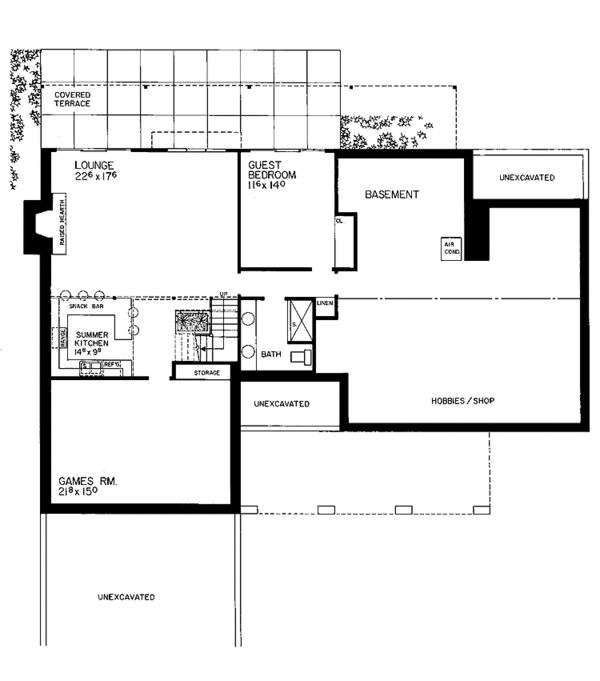 Home Plan - Adobe / Southwestern Floor Plan - Lower Floor Plan #72-752