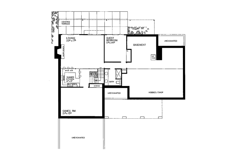 Home Plan - Floor Plan - Lower Floor for Adobe / Southwestern House Plan #72-752 - 4 bed, 3.5 bath