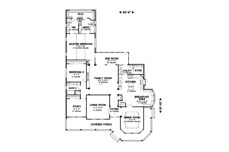 Architectural House Design - Floor Plan - Main Floor for Country House Plan #968-24 - 2 bed, 2 bath