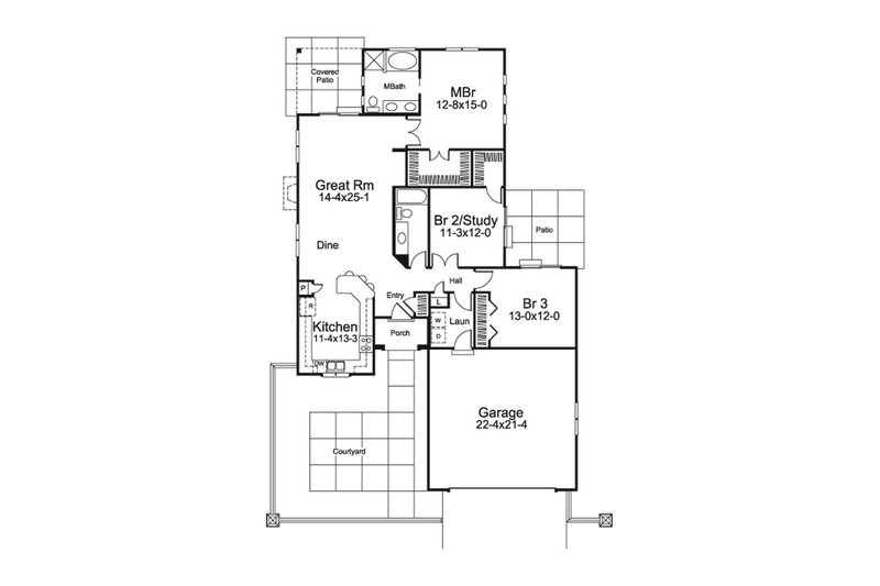 Dream House Plan - Floor Plan - Main Floor for European House Plan #57-680 - 3 bed, 2 bath