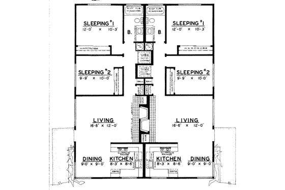 Floor Plan - Main Floor House Plan #303-258 - 2 bed, 1 bath