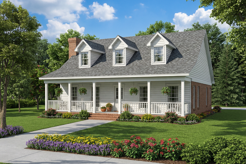 Country Style House Plan - 2 Beds 2 Baths 1712 Sq/Ft Plan #17-2181 Exterior