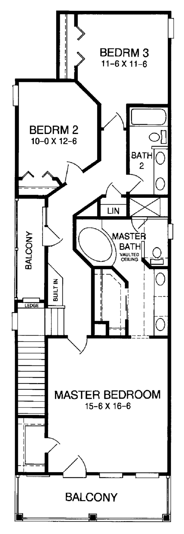 Architectural House Design - Classical Floor Plan - Upper Floor Plan #952-48