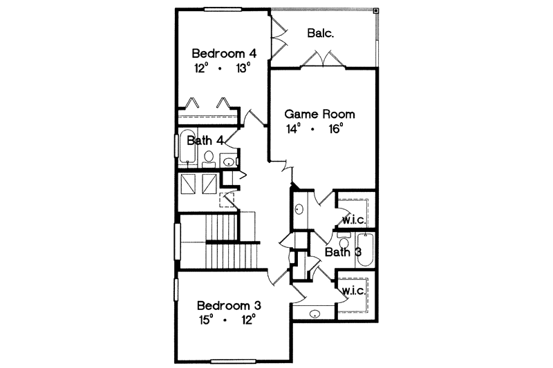 Dream House Plan - Floor Plan - Upper Floor for Mediterranean House Plan #417-663 - 5 bed, 3.5 bath