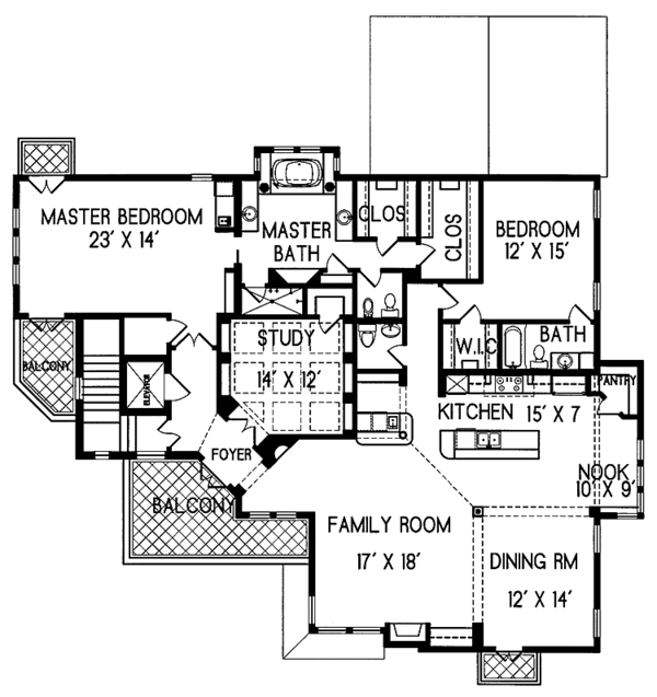 House Blueprint - Mediterranean Floor Plan - Upper Floor Plan #76-129