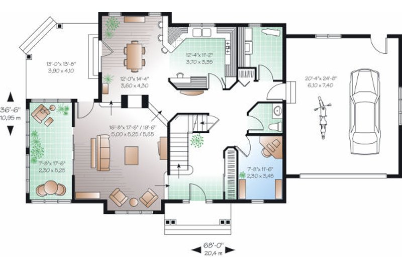 House Blueprint - Floor Plan - Main Floor for Traditional House Plan #23-872 - 3 bed, 2.5 bath
