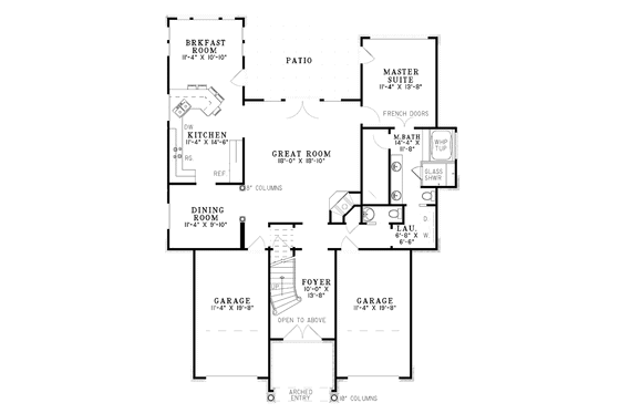 Floor Plan - Main Floor for Traditional House Plan #17-3059 - 3 bed, 2.5 bath