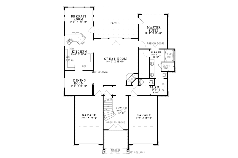 Dream House Plan - Floor Plan - Main Floor for Traditional House Plan #17-3059 - 3 bed, 2.5 bath
