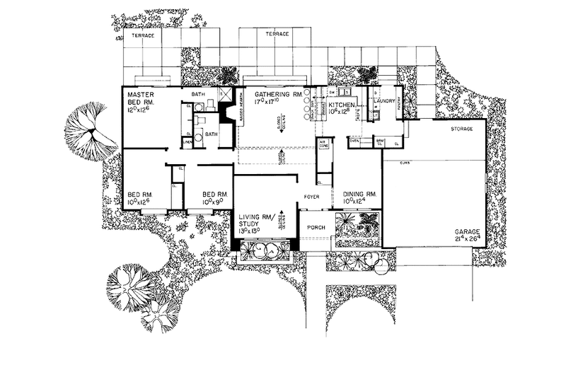 House Plan Design - Floor Plan - Main Floor for Ranch House Plan #72-741 - 3 bed, 2 bath