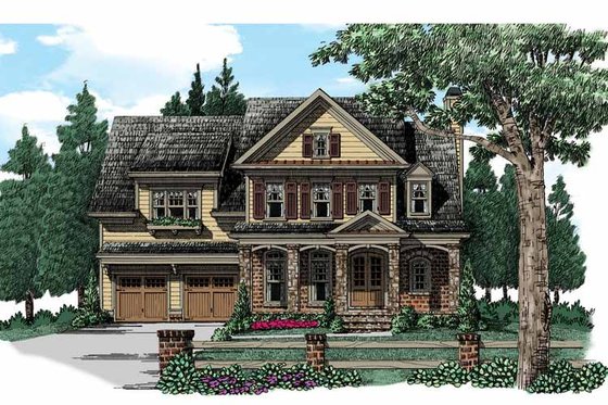 Exterior - Front Elevation 3 for Traditional House Plan #927-940 - 4 bed, 3.5 bath