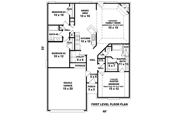 Floor Plan - Main Floor for European House Plan #81-1421 - 3 bed, 2 bath