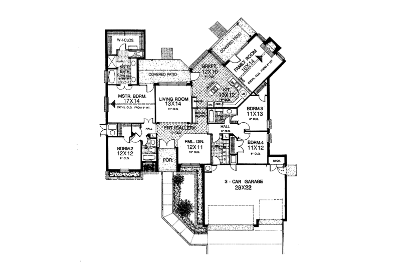 House Plan Design - Floor Plan - Main Floor for Country House Plan #310-1125 - 4 bed, 3 bath