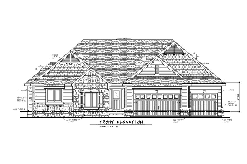 Architectural House Design - Exterior - Front Elevation 3 for Craftsman House Plan #20-2199 - 3 bed, 2 bath