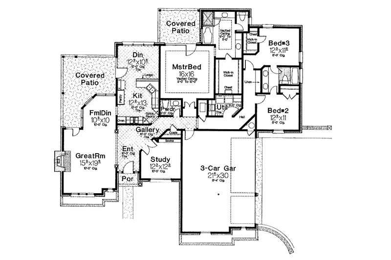 Dream House Plan - Floor Plan - Main Floor for Country House Plan #310-999 - 3 bed, 2.5 bath