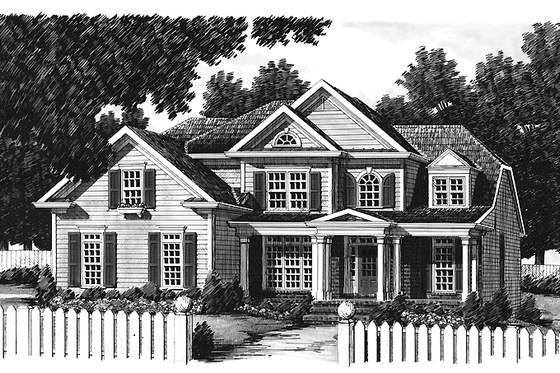Exterior - Front Elevation 3 for Colonial House Plan #927-797 - 3 bed, 2.5 bath