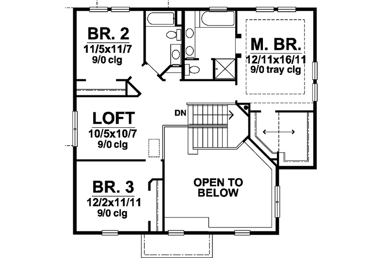 Home Plan - Floor Plan - Upper Floor for Country House Plan #320-833 - 3 bed, 3 bath