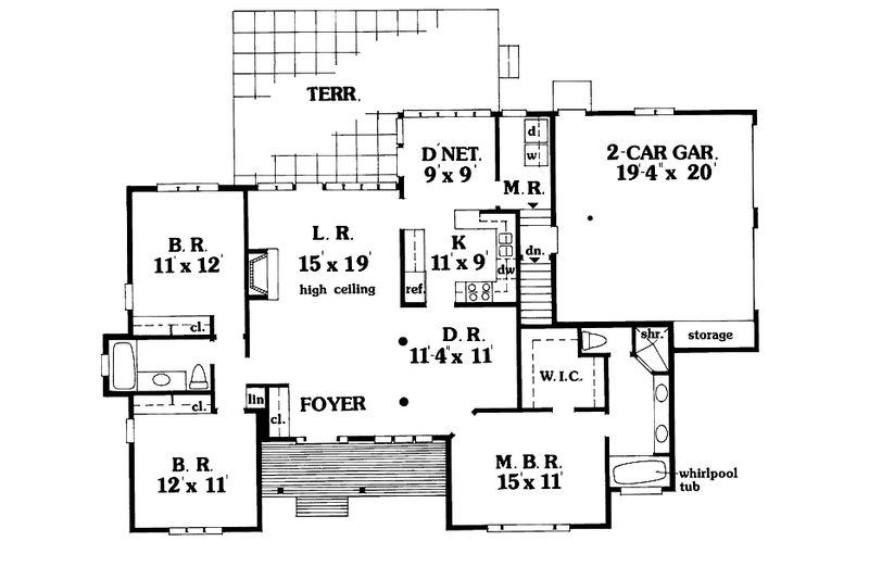 Home Plan - Floor Plan - Main Floor for Ranch House Plan #456-47 - 3 bed, 2 bath