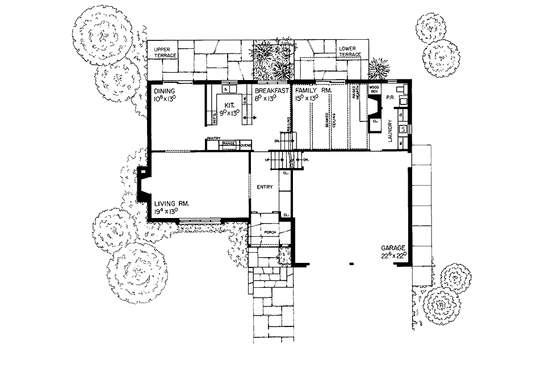 Floor Plan - Main Floor for Tudor House Plan #72-593 - 4 bed, 2.5 bath