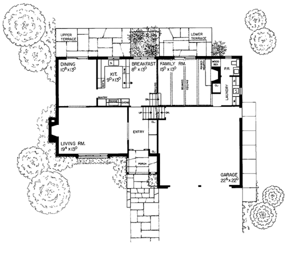 Architectural House Design - Tudor Floor Plan - Main Floor Plan #72-593