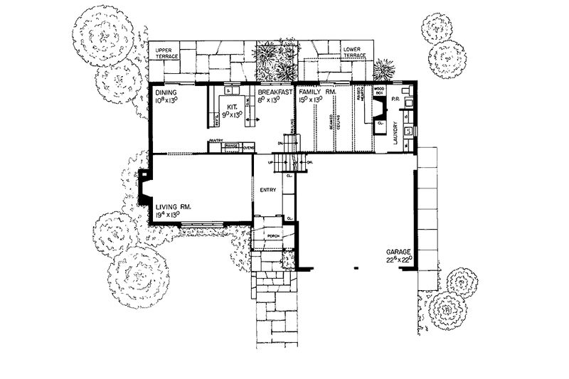 Home Plan - Floor Plan - Main Floor for Tudor House Plan #72-593 - 4 bed, 2.5 bath