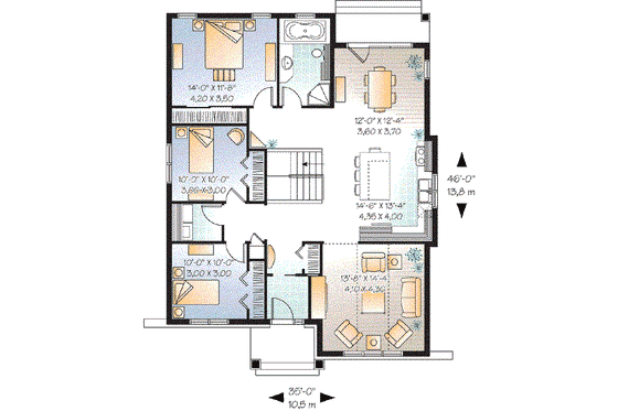 Floor Plan - Main Floor for Traditional House Plan #23-638 - 3 bed, 1 bath