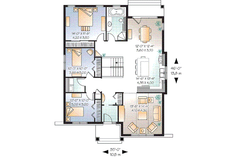 Home Plan - Floor Plan - Main Floor for Traditional House Plan #23-638 - 3 bed, 1 bath