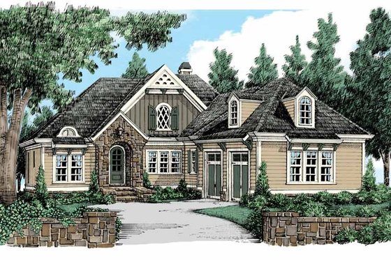 Exterior - Front Elevation 3 for Tudor House Plan #927-433 - 3 bed, 2.5 bath
