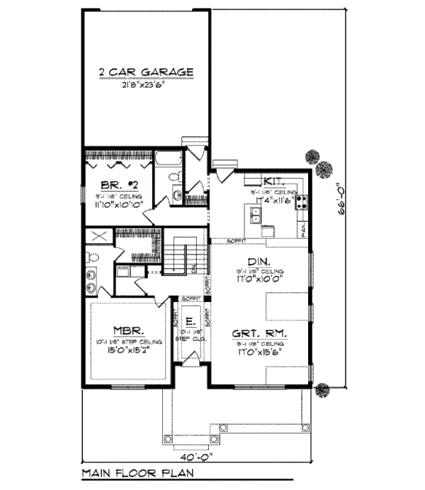 Home Plan - Bungalow Floor Plan - Main Floor Plan #70-967