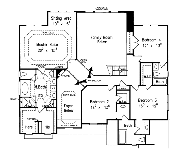 Dream House Plan - Traditional Floor Plan - Upper Floor Plan #927-598