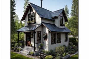 Exterior - Front Elevation 4 for Cabin House Plan #515-52 - 1 bed, 2 bath