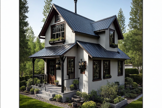 Exterior - Front Elevation 4 for Cabin House Plan #515-52 - 1 bed, 2 bath