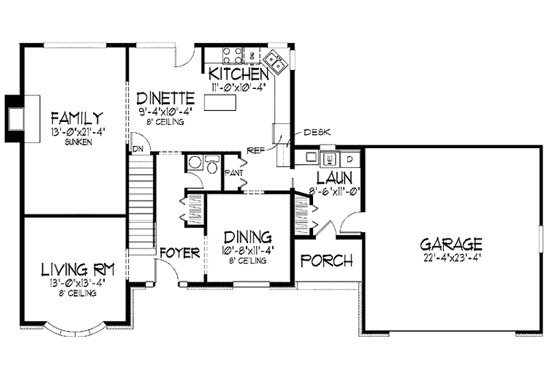 Dream House Plan - Floor Plan - Main Floor for Tudor House Plan #51-824 - 4 bed, 2.5 bath