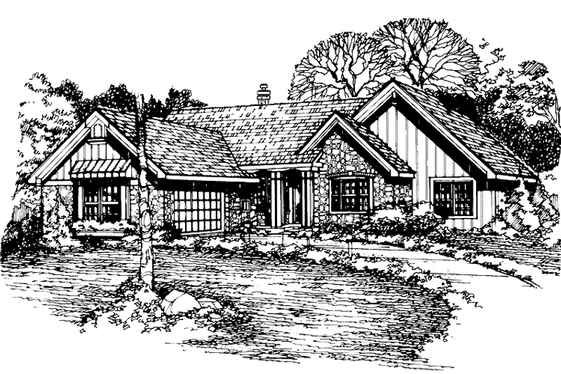 Architectural House Design - Exterior - Front Elevation 3 for Ranch House Plan #320-950 - 2 bed, 2 bath