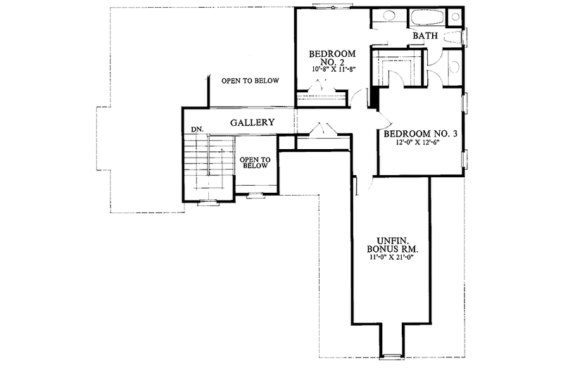 Dream House Plan - Floor Plan - Upper Floor for Country House Plan #429-105 - 3 bed, 2.5 bath