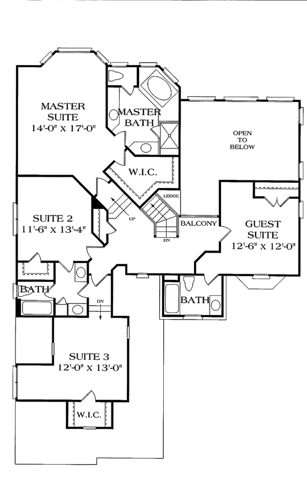 House Blueprint - Traditional Floor Plan - Upper Floor Plan #453-261
